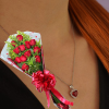 Cadena Corazón Rojo Plateada + Ramillete - Imagen 2
